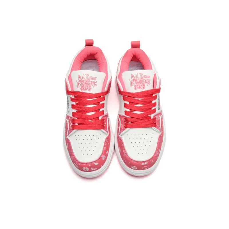 ALI THE FOX Slip Resistant, Abrasion Resistant, Lightweight, Breathable Low Top Skateboard Shoes Women's Rose Red-3