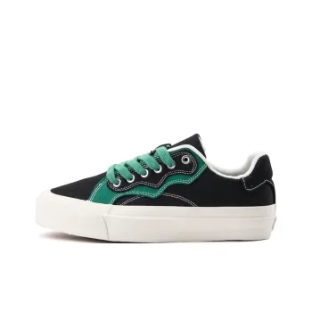 WANSWER Cushioned Impact Resistance Wear-Resistant Low-Top Skateboard Shoes Unisex Black Green