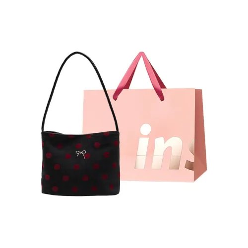 WHEELY BABY+ Synthetic Leather, Textile Mosaic Shoulder Bag Regular Women's Black & Red/White & Black/Red & White