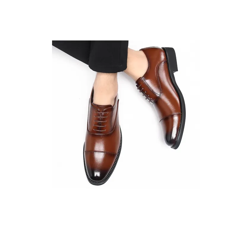 Shanpijiang Dress Shoes Men Low Top Black/Tea Brown-9