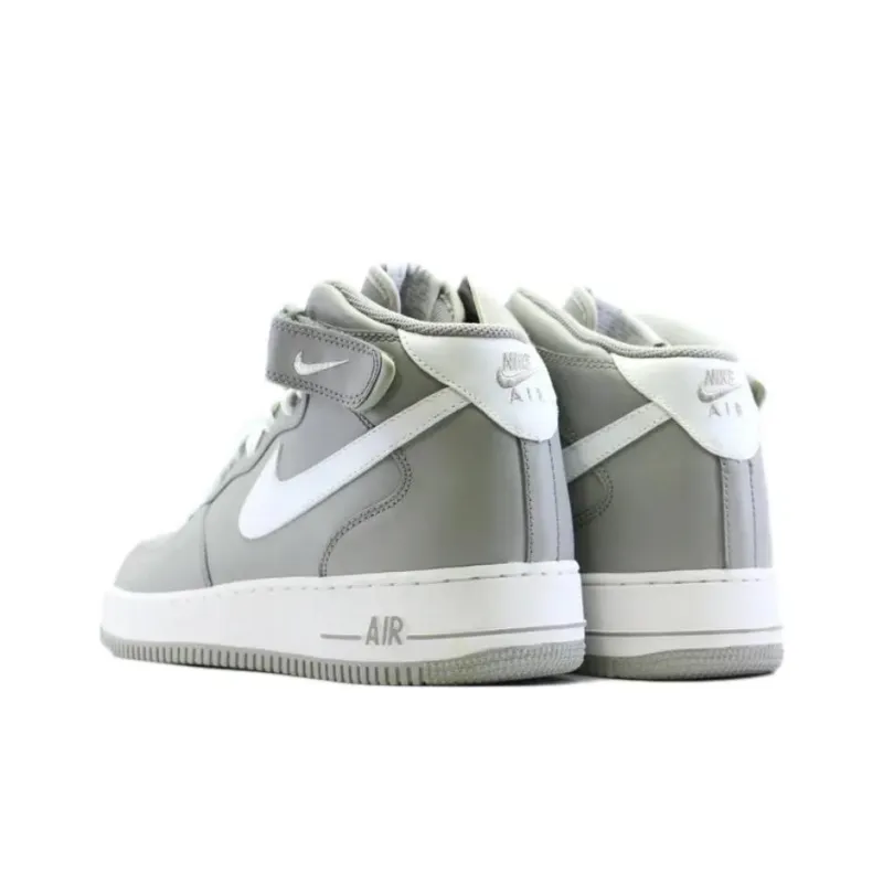 Nike Air Force 1 Cushioned Slip-Resistant Abrasion-Resistant Mid-Top Basketball Shoes Men's Gray-3