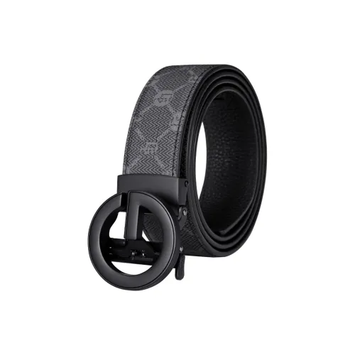 GOLF PVC Cow Leather Patchwork Leather Belts Men's Dusty Black/Gold Width: 3.5cm