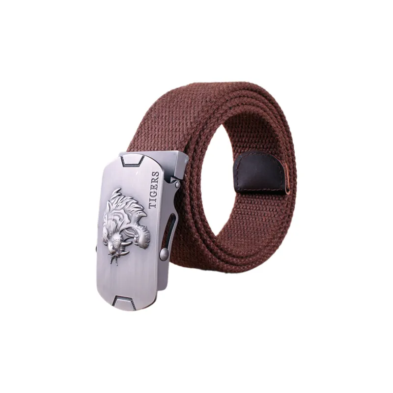 Mulinsen Solid Color Dominant Tiger Head Smooth Buckle Canvas Outdoor Roller Skate Belts Unisex Width 3.8-6