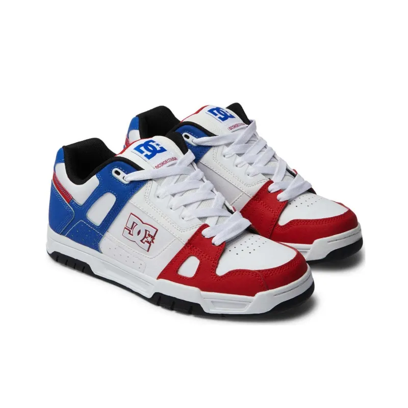 DC Shoes Low Top Skateboard Shoes Men's White/Red/Blue-2