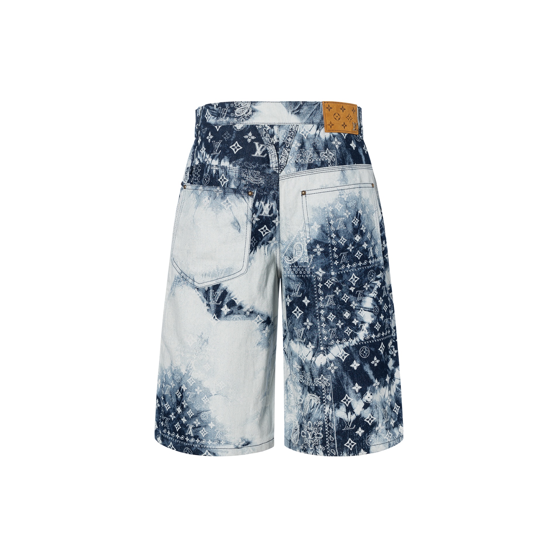 LOUIS VUITTON Monogram Bandana Baggy Fit Denim Shorts - POIZON
