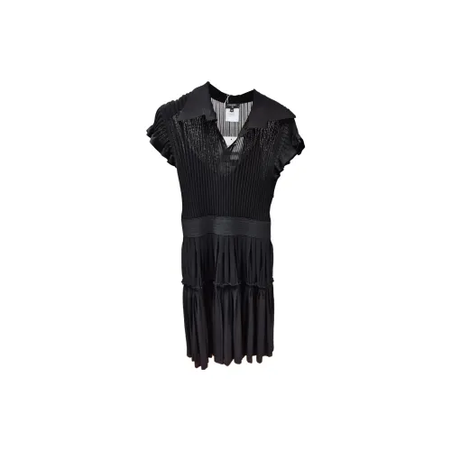 CHANEL Short-Sleeved Dresses Women's Black