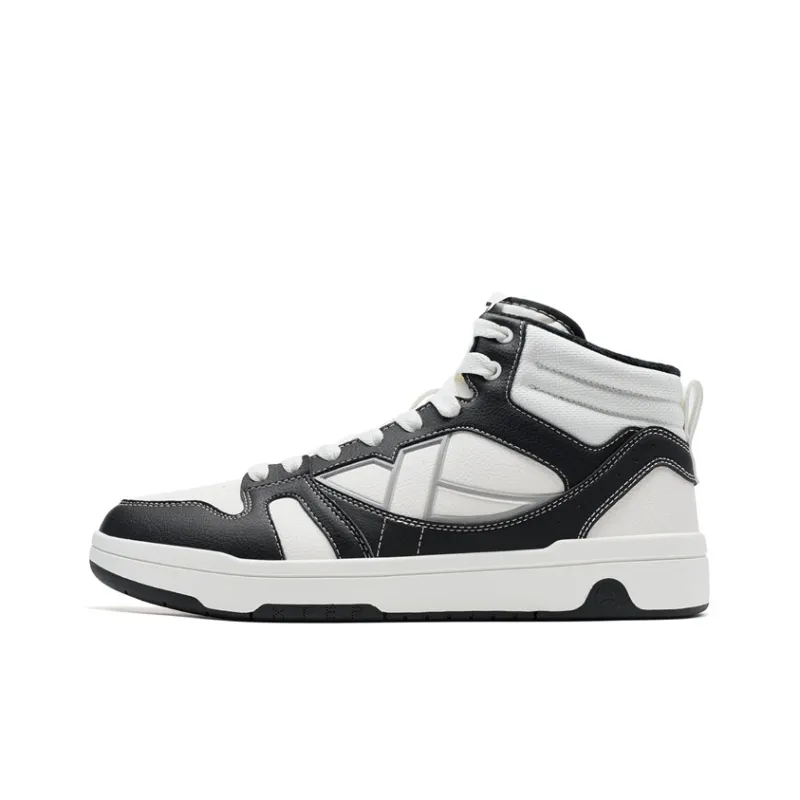 XTEP MAXX LITE Wear resistant And Lightweight High Top Skateboard Shoes Men's White Black-0