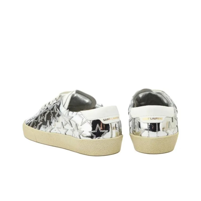 SAINT LAURENT Low Top Skateboard Shoes Women's Silver-6