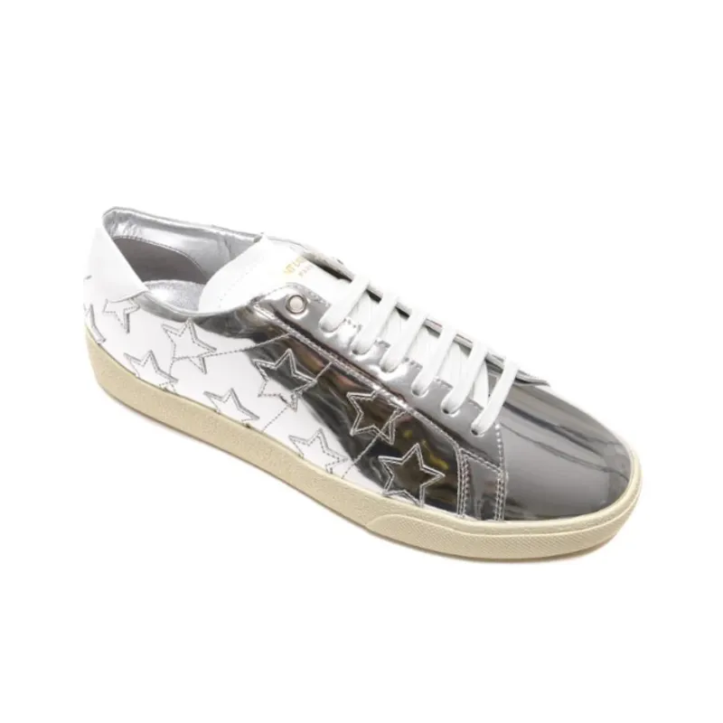 SAINT LAURENT Court Classic Low Top Skateboard Shoes Men's Silver-2