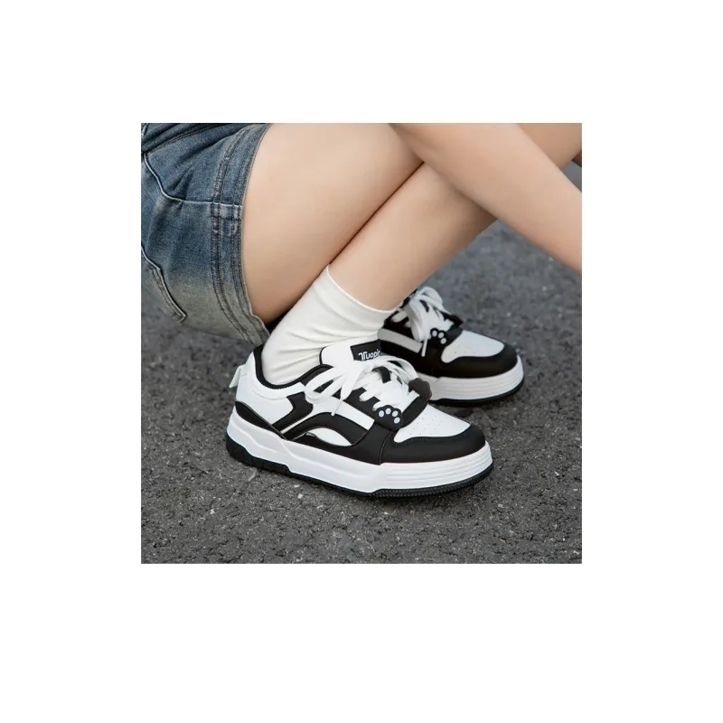 TUOPIN Pie Shoes Skateboard Shoes Unisex Low Top Black-8