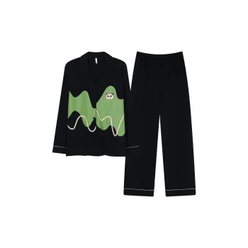 YIROUQING Pajama Set Women's Black Green