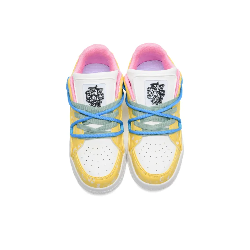 ALI THE FOX Abrasion Resistant Balance Lightweight Low Top Skateboard Shoes Unisex Lemon-4