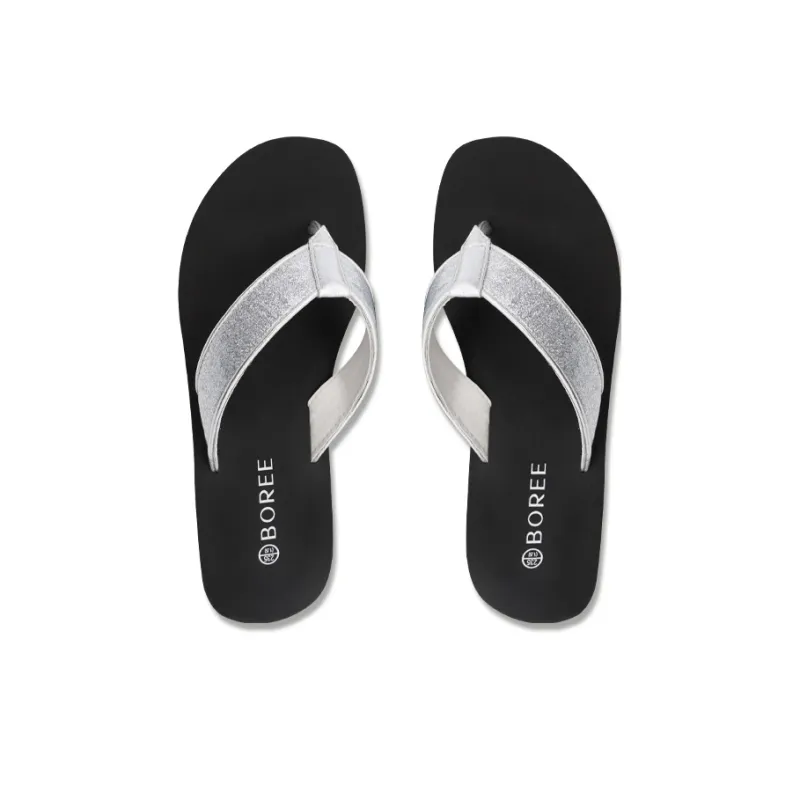 BOREE Quiet Odor Resistant Abrasion Resistant Slip Resistant Flip Flops Women's Black-1