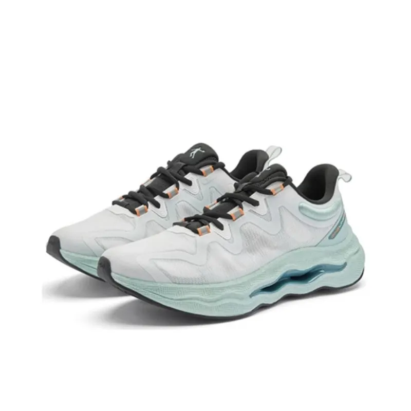 QIAODAN Wear resistant And Lightweight Low Top Casual Running Shoes Men's White Green-1
