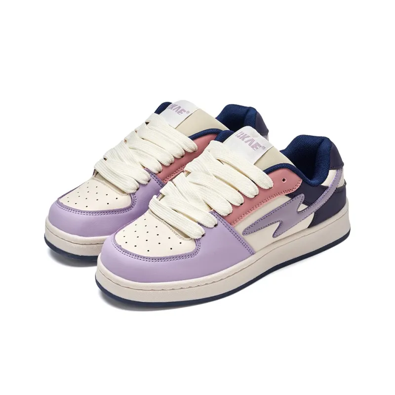 BKAE Slip Resistant Water Resistant And Wear Resistant Low Top Skateboard Shoes Unisex Purple Blue-3