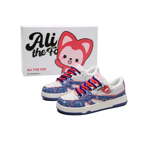 ALI THE FOX Skateboard Shoes Unisex Low-Top Red/White/Blue