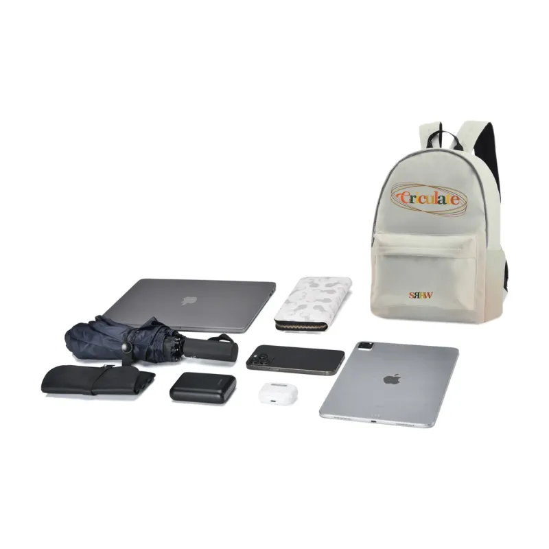 SRRW PU Students Backpack Regular Unisex Ecru-4
