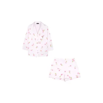 SILKY MIRACLE SS24 Pajama Set Women's Light Pink Rose Print Set