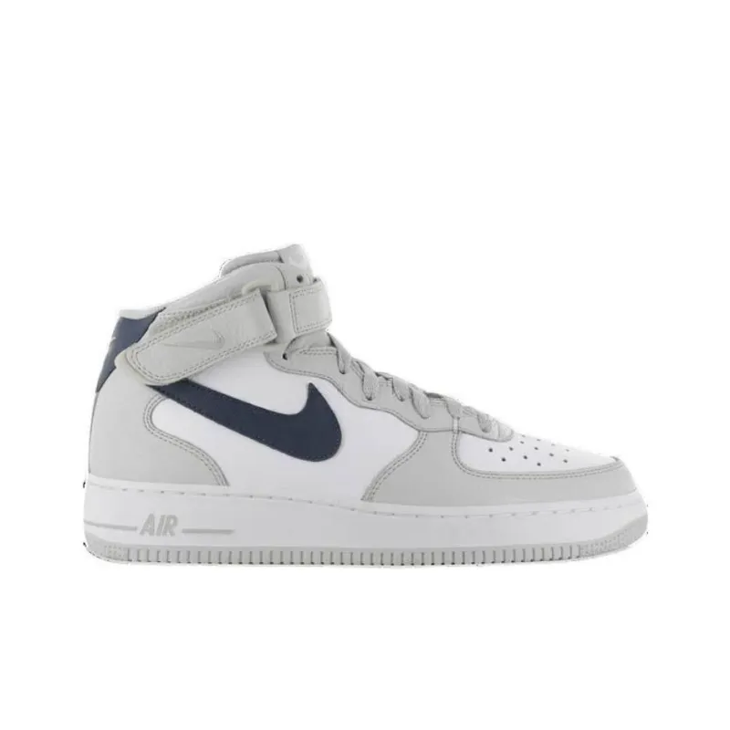Nike Air Force 1 Anti-Slip Wear-Resistant Mid-Top Skateboard Shoes Men's Gray Blue-1