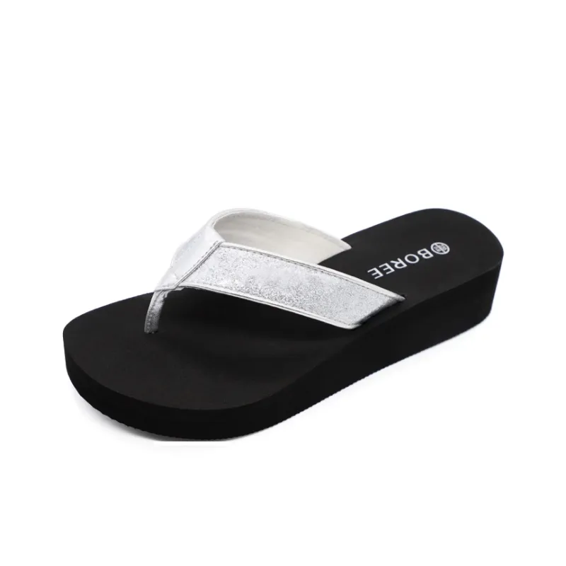 BOREE Quiet Odor Resistant Abrasion Resistant Slip Resistant Flip Flops Women's Black-4