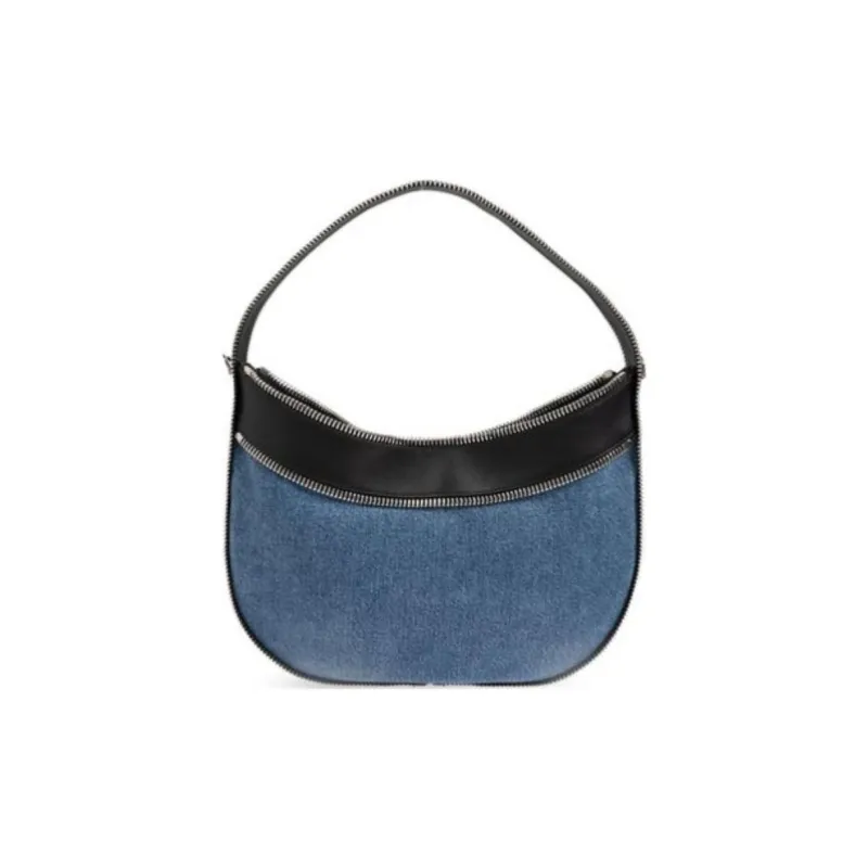 MOSCHINO Logo Lettering Denim Shoulder Bag-2
