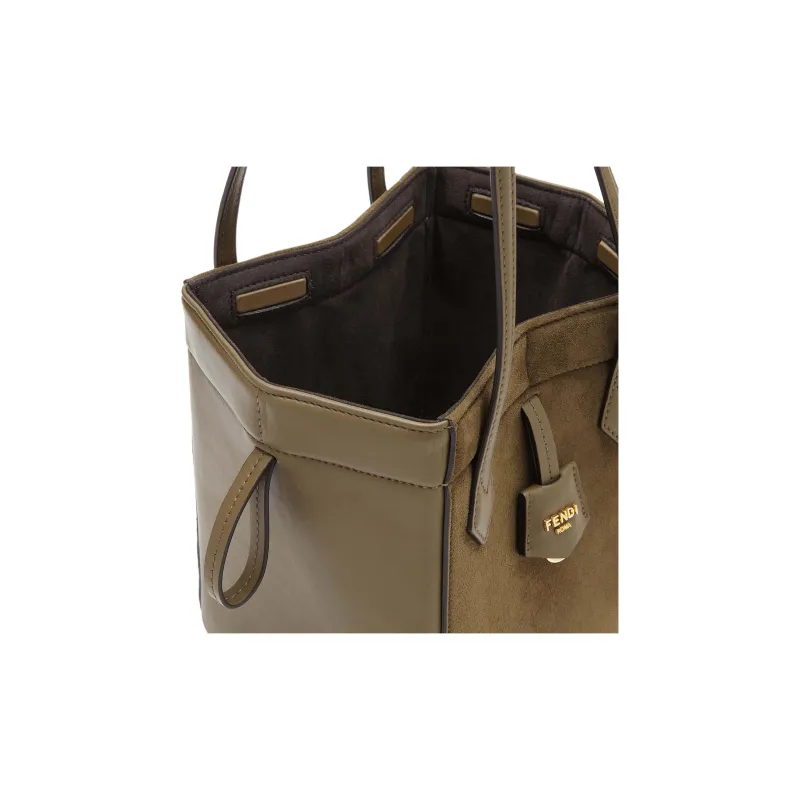 FENDI Suede With Calfskin Bucket Bag, Handbag, Shoulder Bag Women's Army Green-6