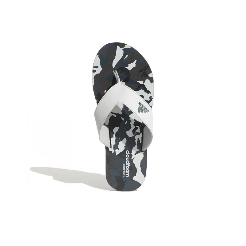 Adidas Cloudfoam Rubber Sole Slide Slippers Men's Gray White-4