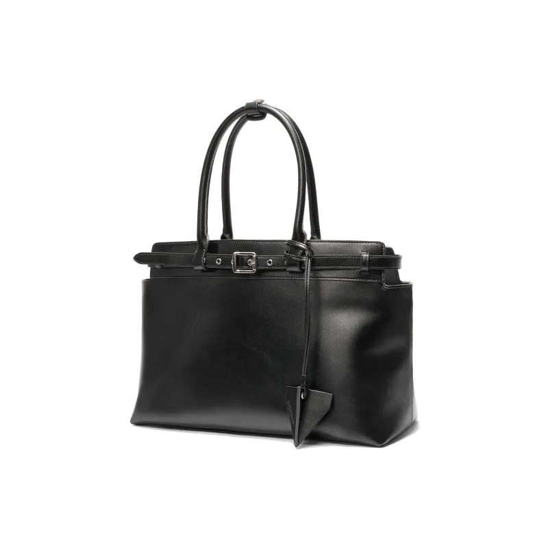 BELLE Split Cow Leather+Synthetic Leather Shoulder Bag, Crossbody Bag, Handbag Tubas Women's Black-1