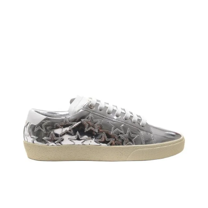 SAINT LAURENT Low Top Skateboard Shoes Women's Silver-1