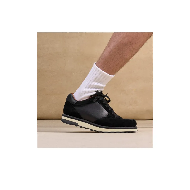 Zuti Vintage Versatile Patchwork Velvet Skateboard Shoes Low-Top Casual Shoes Men's Black-6