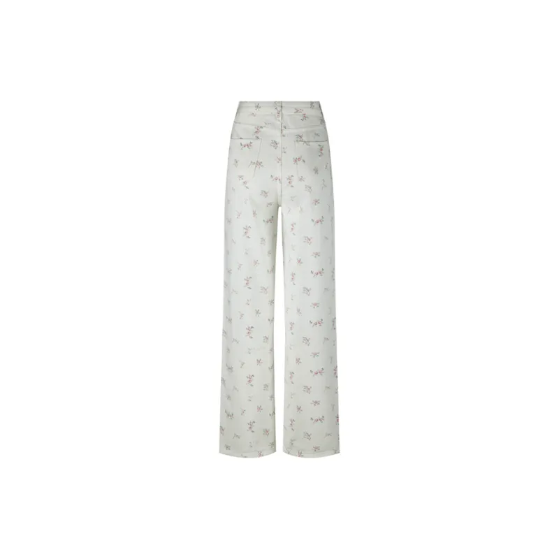 Wen Shan Jeans Women's Floral White-2