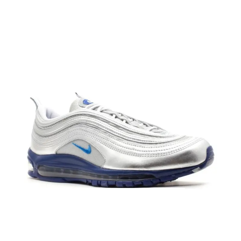 Nike Air Max 97 Slip Resistant Low Top Running Shoes Unisex Silver Blue-2