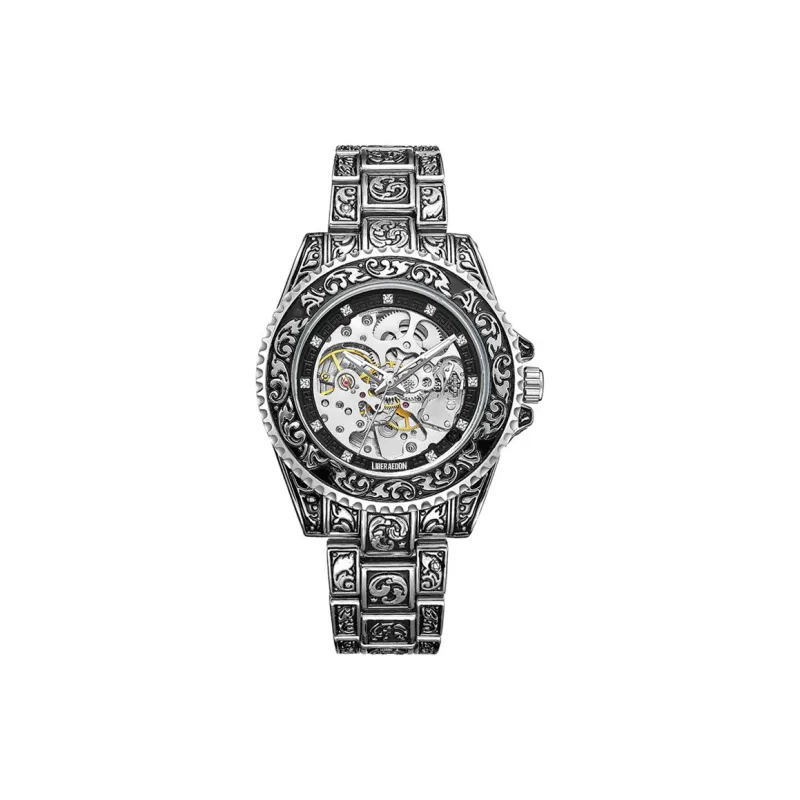 LIBER AEDON Mechanical Movement Cut Out Dial Men's Watches-1