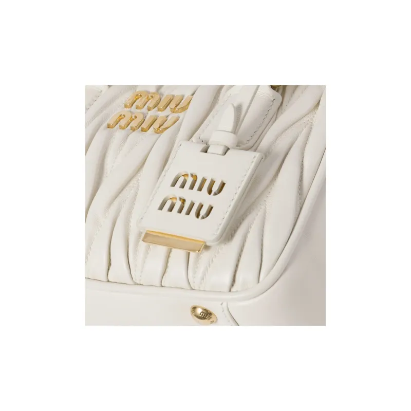 MIU MIU Arcadie Series Leather Shoulder Bag, Crossbody Bag, Handbag Trumpets Women's White-4