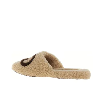 GUCCI Interlocking G Slippers Beige Sherling