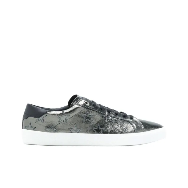 SAINT LAURENT Court Classic Low Top Skateboard Shoes Women's Silver-1