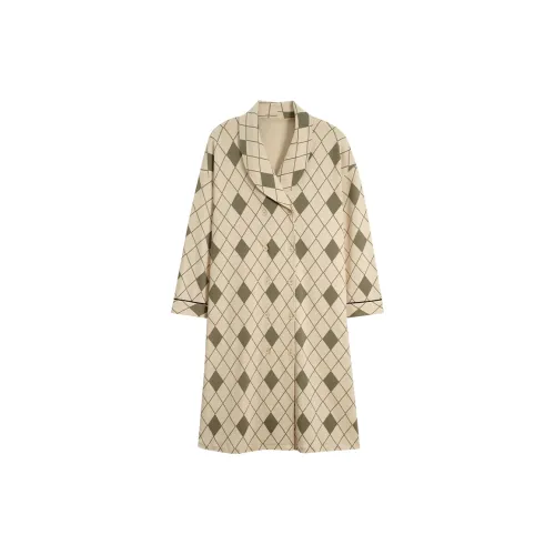 MIIOW Trend Party Series Nightgown Women's Light Coffee Plaid