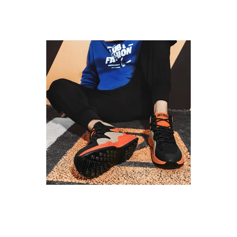Warrior High Top Chunky Sneakers Men's Khaki Orange-7
