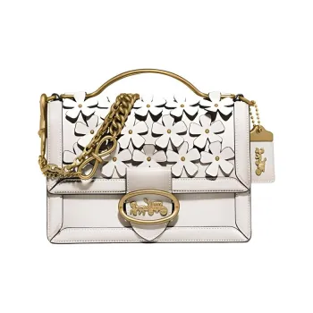 COACH Riley Leather Handbag Trunk Bag Handbag Shoulder Bag Crossbody Bag Medium Size Women's White