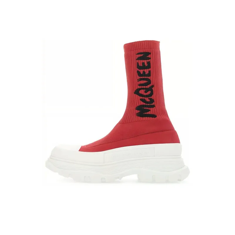 Alexander McQueen Sock-style Logo-print Boots-0