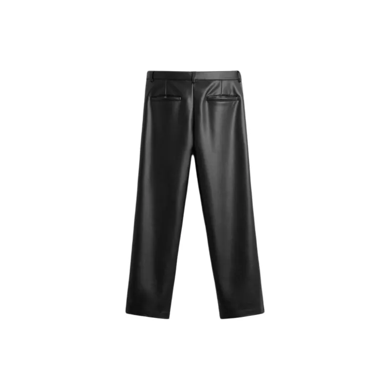 ZARA Leather Pants Men Black-1