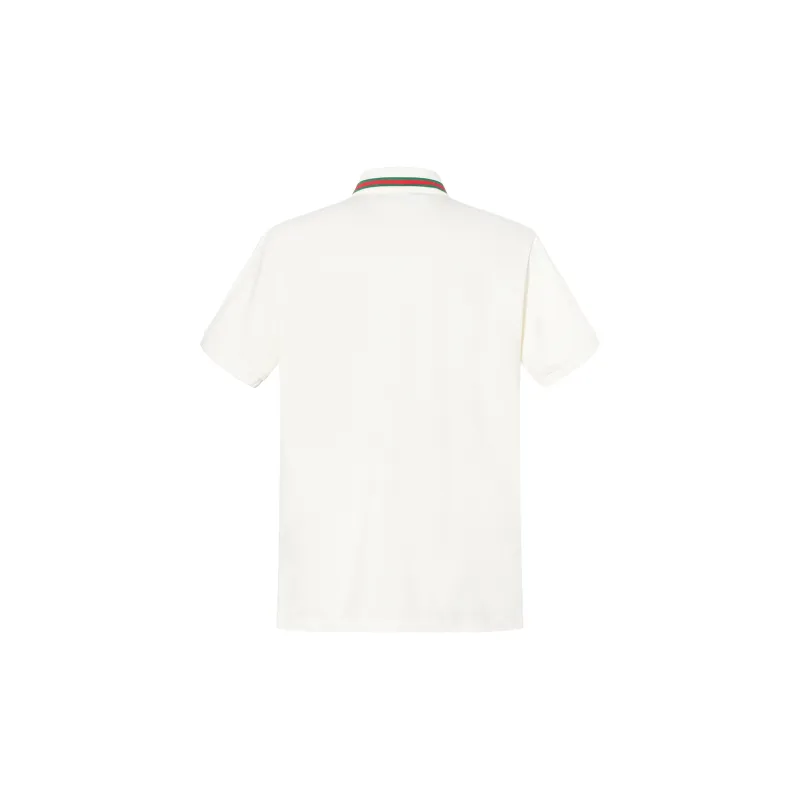 GUCCI Double G Cotton Piqué Polo Shirt Men's White-1