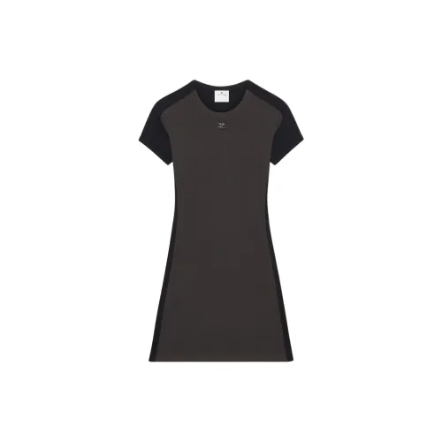 COURREGES Short-Sleeved Dresses Women's Mud Brown Black/Nut Brown Black