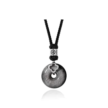 JITAIXIANG Obsidian Jade Necklace New Chinese Style Advanced, Felt Chinese Fashion Trend Woven Black Cord Men's