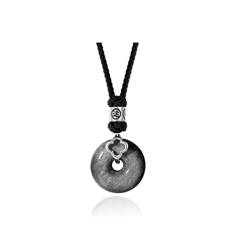 JITAIXIANG Obsidian Jade Necklace New Chinese Style Advanced, Felt Chinese Fashion Trend Woven Black Cord Men's-0