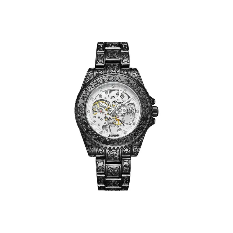 LIBER AEDON Mechanical Movement Cut Out Dial Men's Watches-20