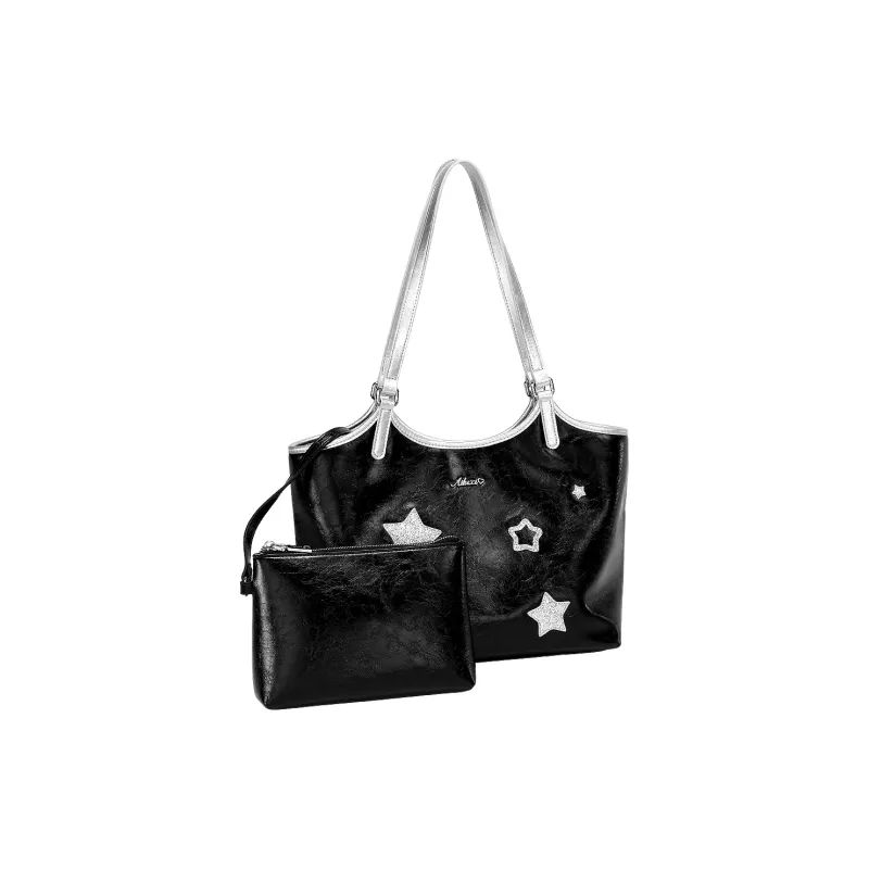 AILUXI PU Tote Bag, Shoulder Bag Women's Starry Black-1
