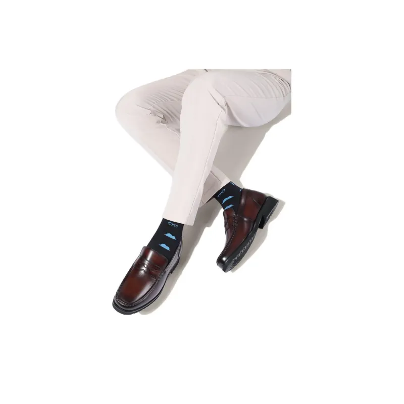 He Jinchang Loafers Men's Red Brown-7