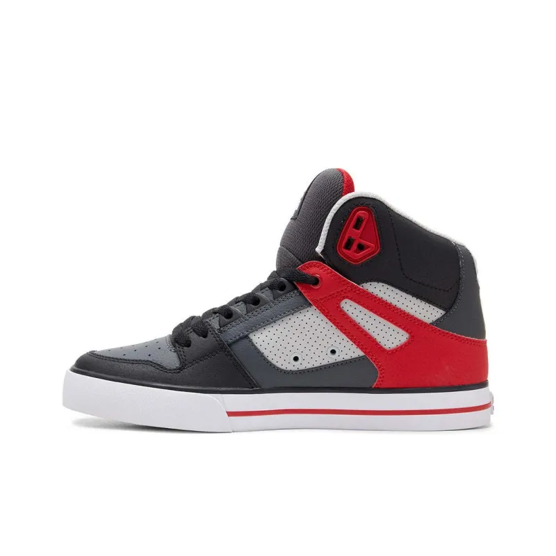 DC Shoes High Top Skateboard Shoes Men's Gray Red-1