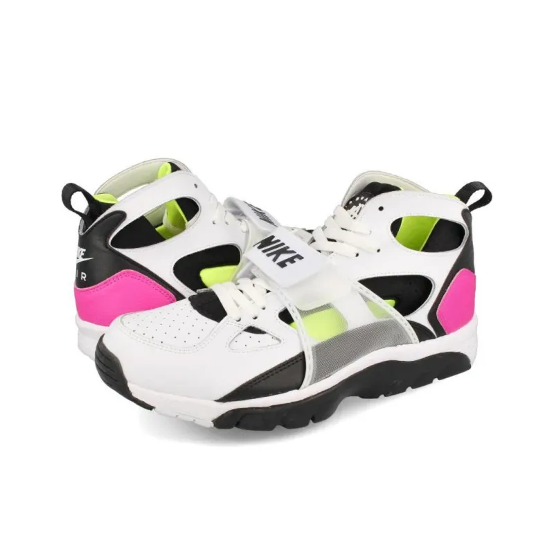 Nike Air Trainer Huarache Anti Slip Wear Resistant High Top Vintage Basketball Shoes Men's White Black Pink-2